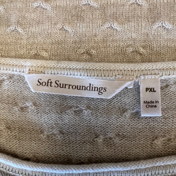 Soft Surroundings Cashmere Tan & Cream Sweater, Size PXL - Picture 4 of 11